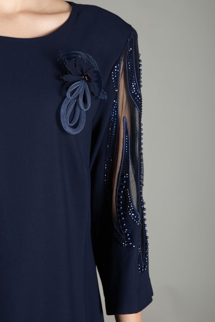 Cuff Round Neckline Straight Skinny Dress