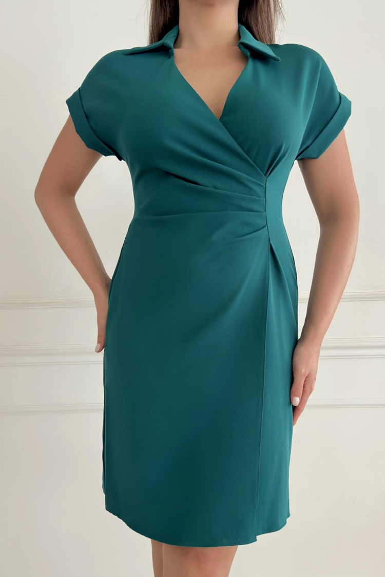 Off Shoulder Double Breasted Pleated Dress
