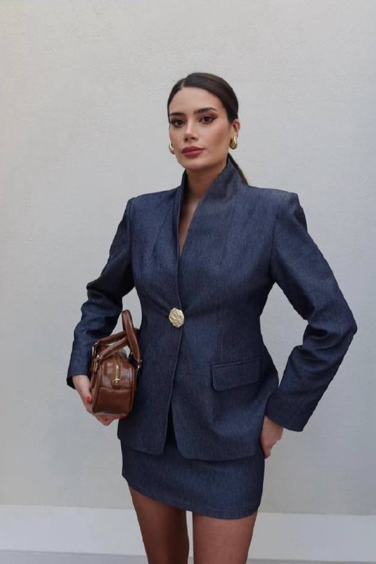 Jacket - Navy Blue - ESPADA - Globality Store - Women Clothes Wholesale Turkey
