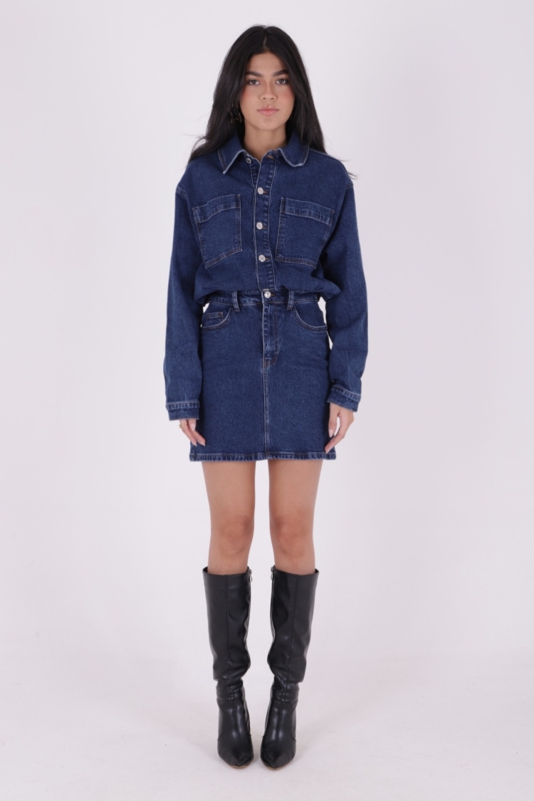Buttoned Mini Denim Dress - XLove - Globality Store - Women Clothes Wholesale Turkey