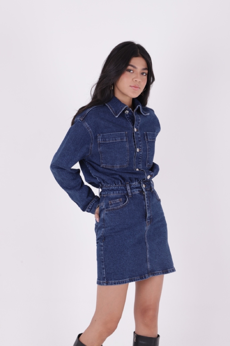 Buttoned Mini Denim Dress
