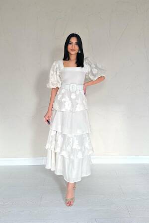 WholesaleBalloon Sleeve Floor Dress - Elisa - Globality Store - Women Clothes Wholesale Turkey