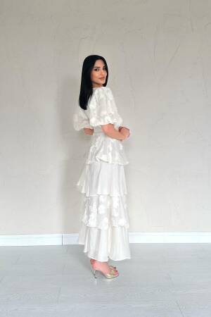 WholesaleBalloon Sleeve Floor Dress - Elisa - Globality Store - Women Clothes Wholesale Turkey