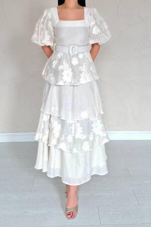 WholesaleBalloon Sleeve Floor Dress - Elisa - Globality Store - Women Clothes Wholesale Turkey