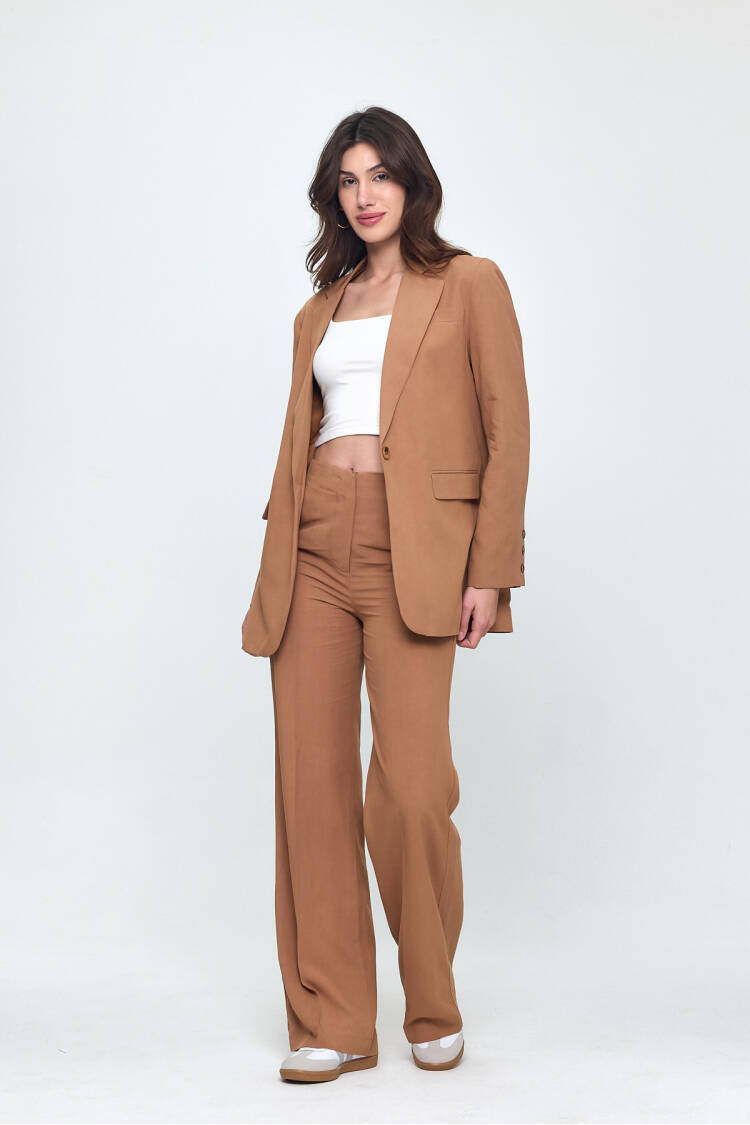 Nob Brown Linen Women's Oversize Jacket Pants Set