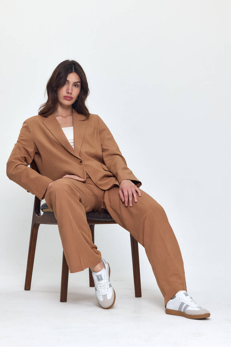 Nob Brown Linen Women's Oversize Jacket Pants Set