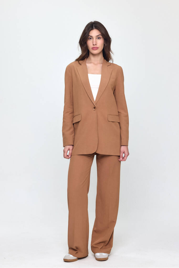 Nob Brown Linen Women's Oversize Jacket Pants Set