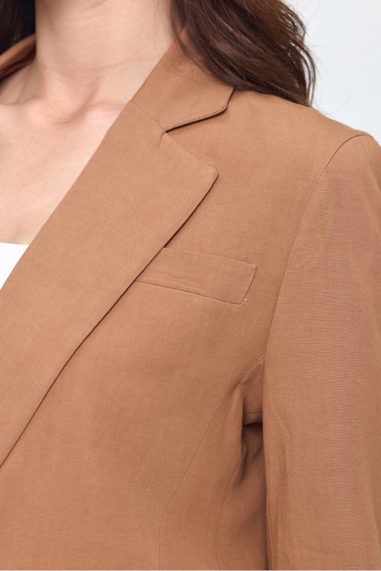 Nob Brown Linen Women's Oversize Jacket Pants Set