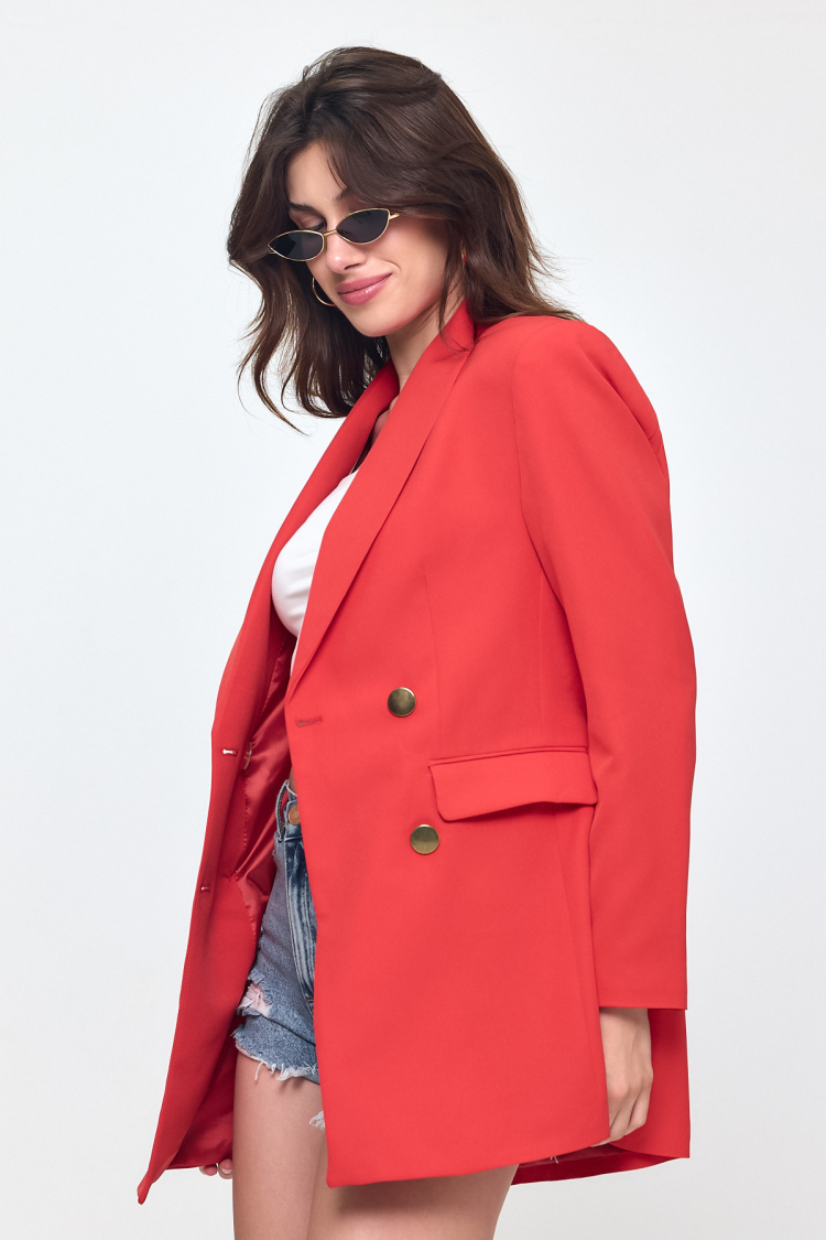 Nob Red Button Detailed Jacket