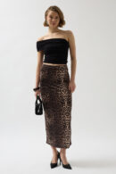 Leopard Print Midi Skirt - Leopard - Black Fashion - Globality Store - Women Clothes Wholesale Turkey