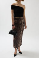 Leopard Print Midi Skirt - Leopard - Black Fashion - Globality Store - Women Clothes Wholesale Turkey