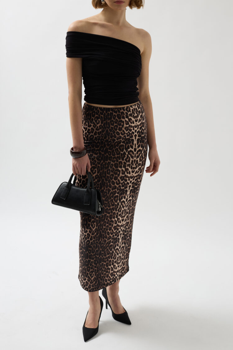 Leopard Print Midi Skirt - Leopard
