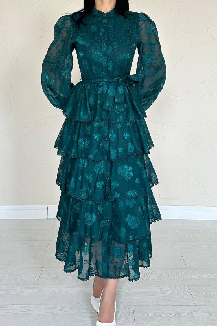 Walloon Striped Floor Dress