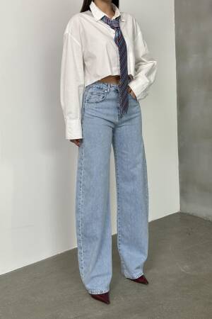 High Waist Leg Length Balloon Cut Barrel Fit Light Blue Jeans - LACARINO - Globality Store - Women Clothes Wholesale Turkey