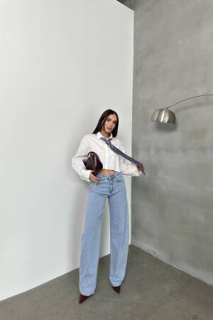 High Waist Leg Length Balloon Cut Barrel Fit Light Blue Jeans - LACARINO - Globality Store - Women Clothes Wholesale Turkey
