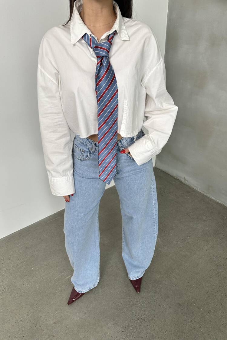 High Waist Leg Length Balloon Cut Barrel Fit Light Blue Jeans