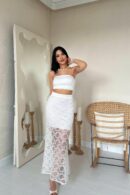 Wholesale White Lace Detailed Skirt - Elisa - Globality Store - Women Clothes Wholesale Turkey