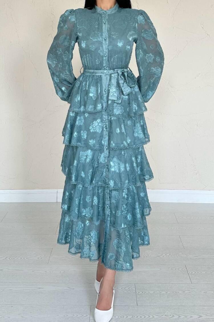 WholesaleWalloon Striped Floor Coat Dress
