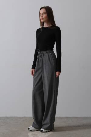 Wide Leg Pants With Elastic Waist - Reyon - Globality Store - Women Clothes Wholesale Turkey