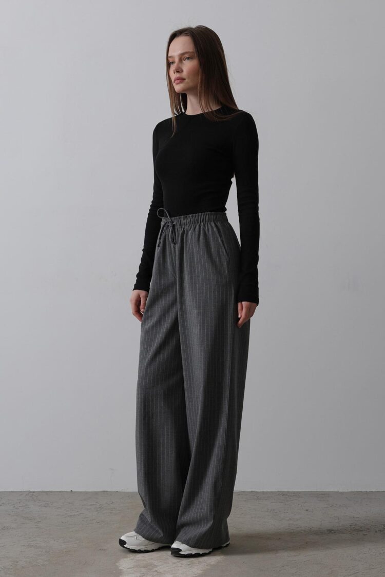 Wide Leg Pants With Elastic Waist