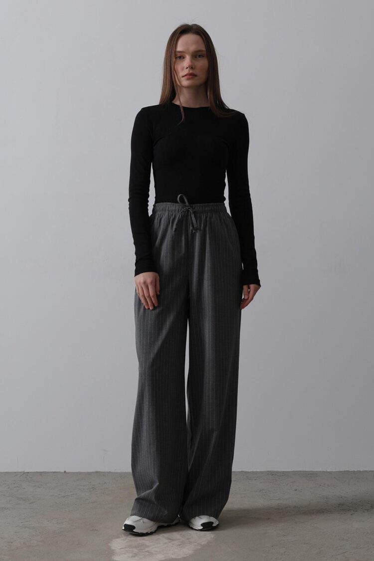 Wide Leg Pants With Elastic Waist