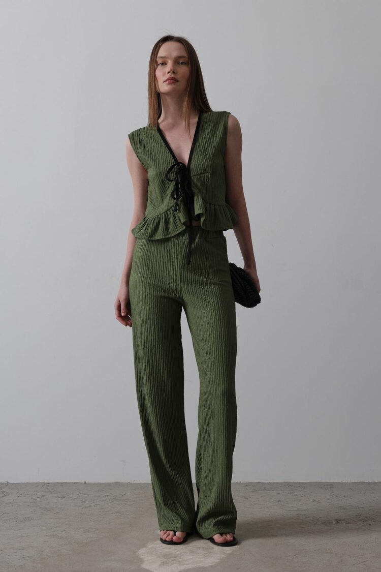 Front Tie Flounder Knitted Suit - Dark