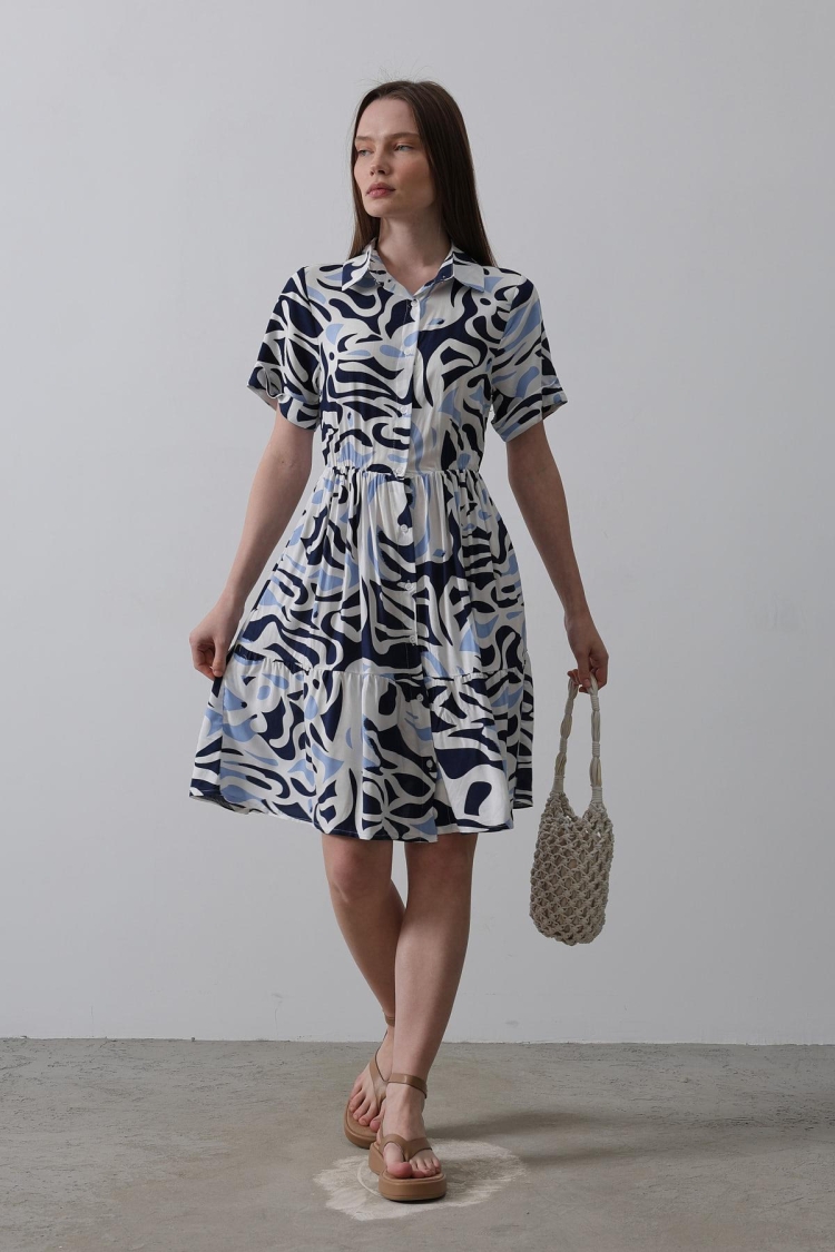 Printed Linen Dress - Multicolor