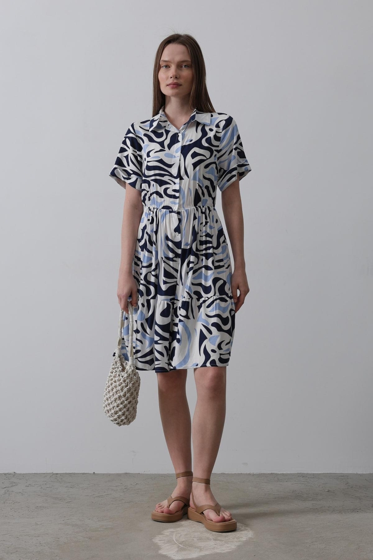 Printed Linen Dress - Multicolor