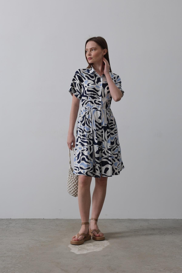 Printed Linen Dress - Multicolor