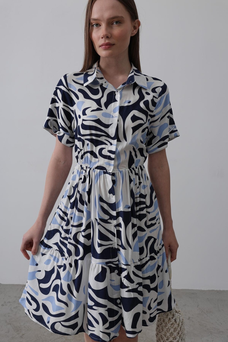 Printed Linen Dress - Multicolor