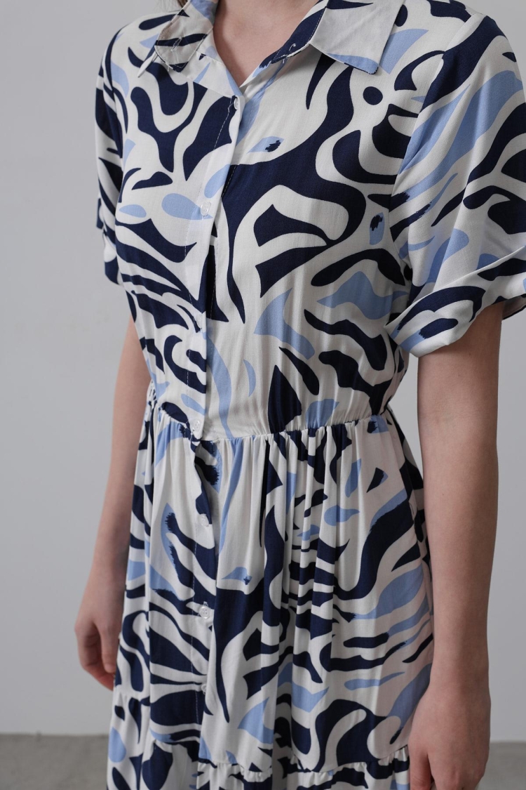 Printed Linen Dress - Multicolor