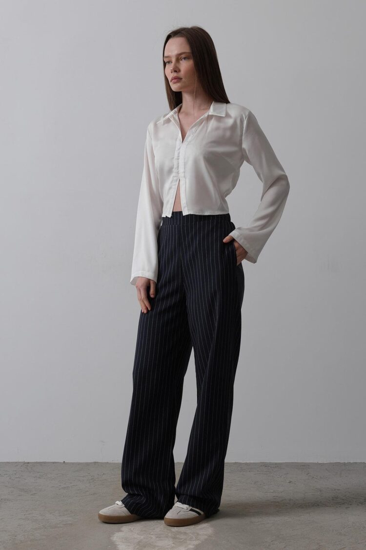 Half-Elastic Waist Palazzo Pants - Navy - Reyon - Globality Store - Women Clothes Wholesale Turkey