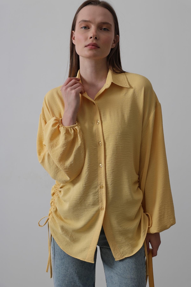 Biye Detailed Ayrobin Shirt - Reyon - Globality Store - Women Clothes Wholesale Turkey