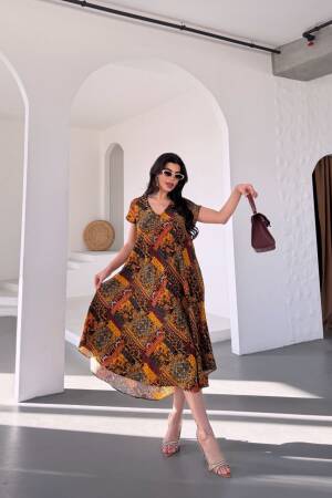 V Neck Sleeveless Dress - Ezgi Nisantasi - Globality Store - Women Clothes Wholesale Turkey
