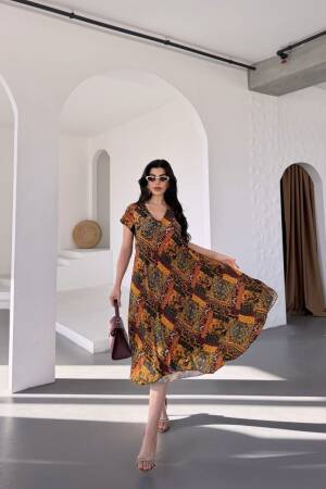 V Neck Sleeveless Dress - Ezgi Nisantasi - Globality Store - Women Clothes Wholesale Turkey