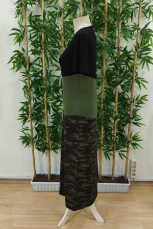 Women's Short Sleeve Crew Neck Multicolor Maxi Viscose Dress - Black - Janes - Globality Store - Women Clothes Wholesale Turkey