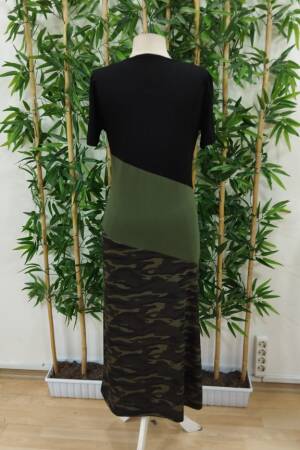 Women's Short Sleeve Crew Neck Multicolor Maxi Viscose Dress - Black - Janes - Globality Store - Women Clothes Wholesale Turkey