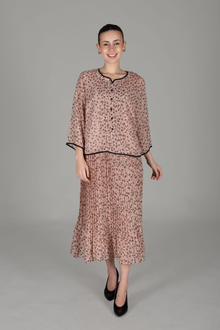 Round Neck Empirme Dress - GUMANIZE - Globality Store - Women Clothes Wholesale Turkey