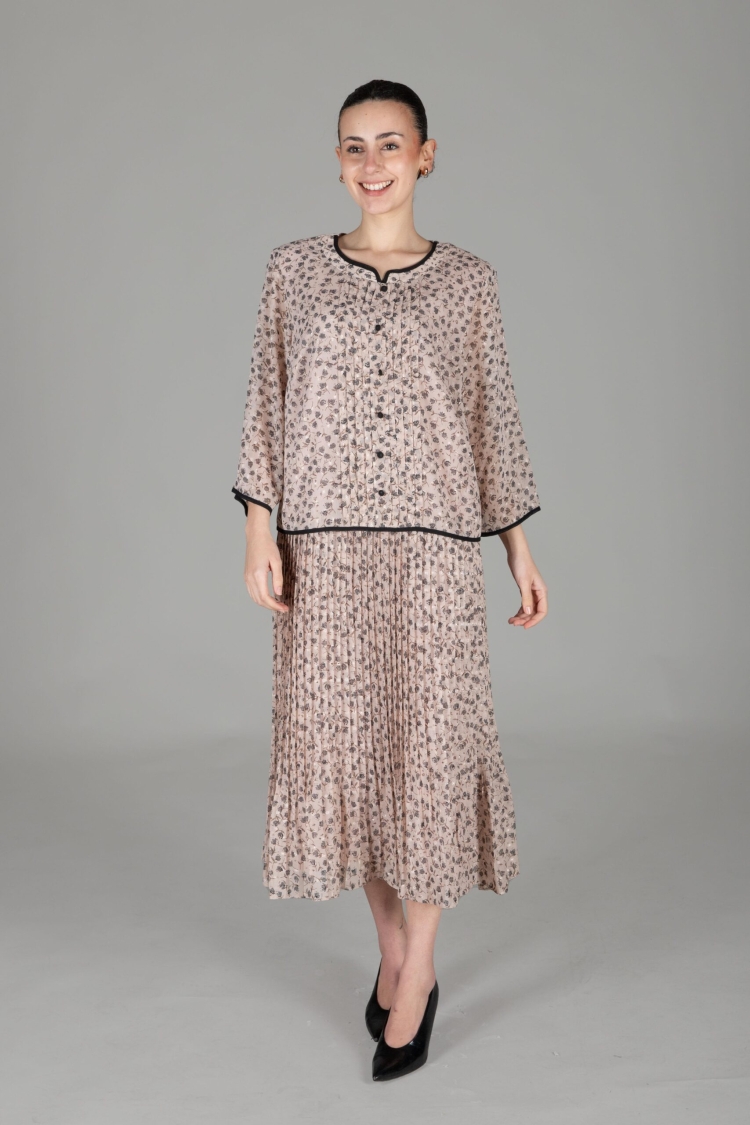 Round Neck Empirme Dress - GUMANIZE - Globality Store - Women Clothes Wholesale Turkey