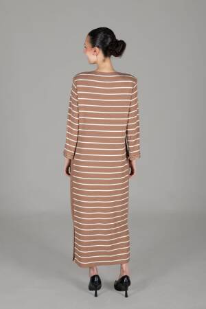 Round Neck Striped Dress - Multicolor - GUMANIZE - Globality Store - Women Clothes Wholesale Turkey