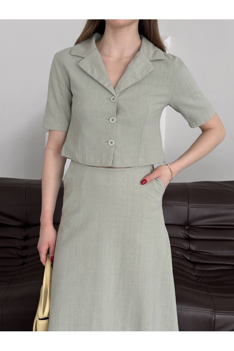 Half Sleeve Skirt Suit
