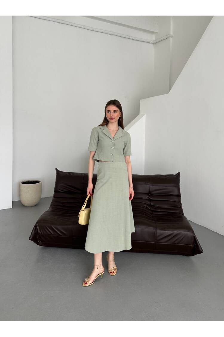 Half Sleeve Skirt Suit - My Fashion - Globality Store - Women Clothes Wholesale Turkey