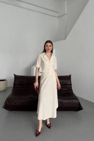 Half Sleeve Skirt Suit - My Fashion - Globality Store - Women Clothes Wholesale Turkey