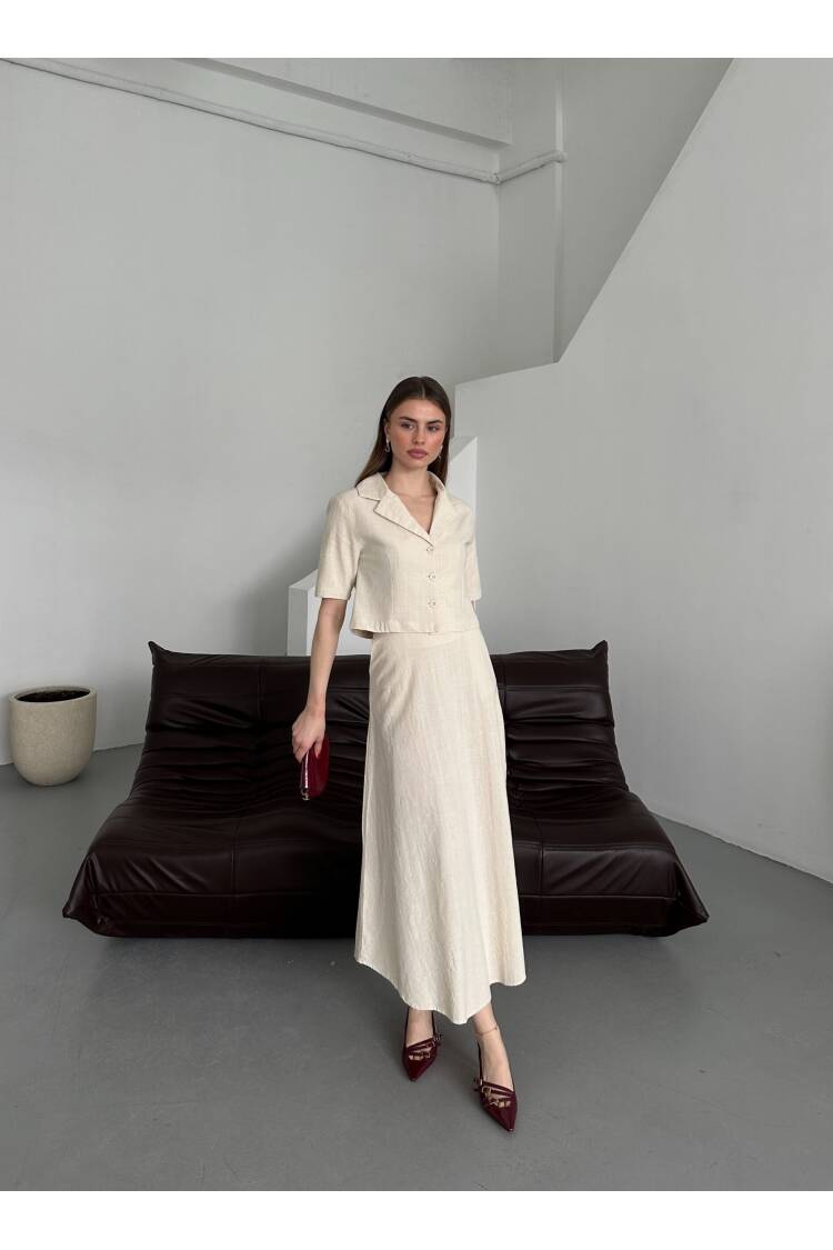 Half Sleeve Skirt Suit - My Fashion - Globality Store - Women Clothes Wholesale Turkey