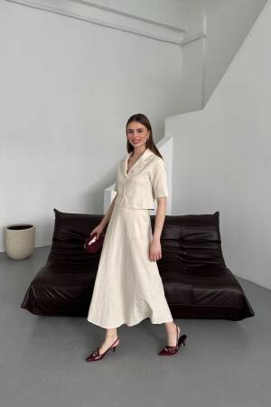 Half Sleeve Skirt Suit - My Fashion - Globality Store - Women Clothes Wholesale Turkey