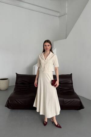Half Sleeve Skirt Suit - My Fashion - Globality Store - Women Clothes Wholesale Turkey