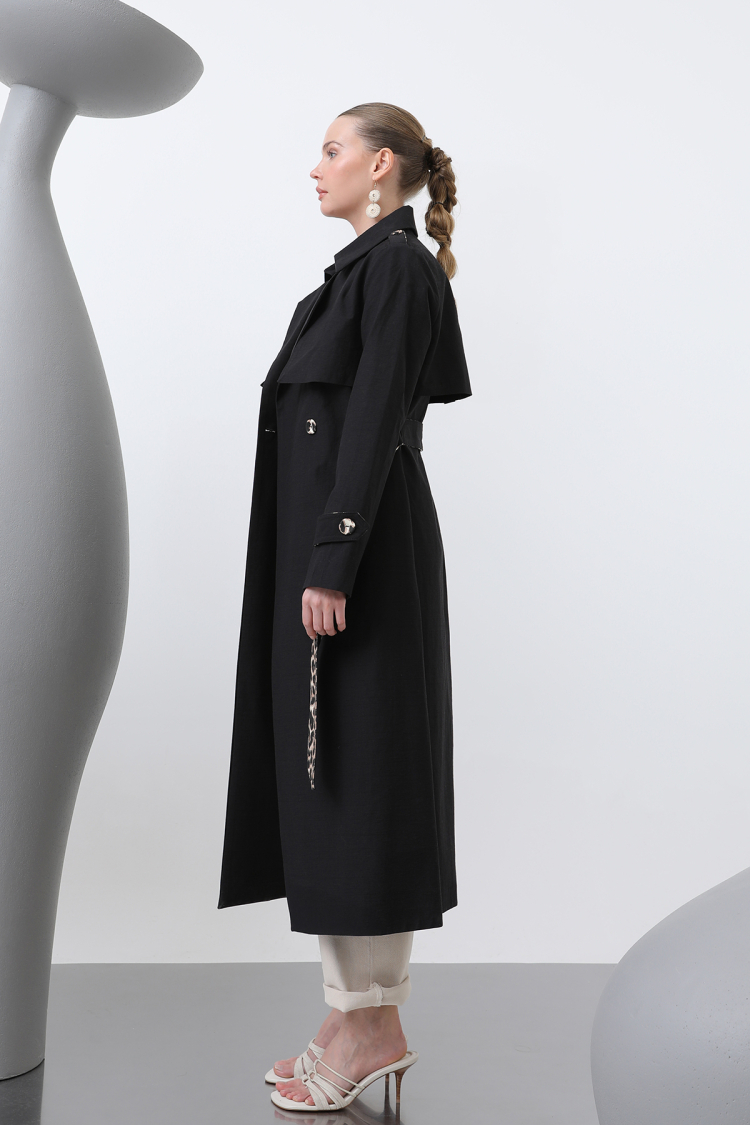 Women's Leopard Garnished Trench