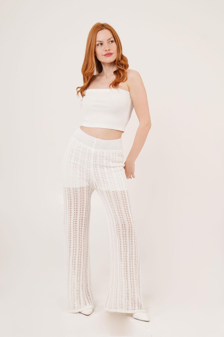 Waist Elastic Openwork Wide Leg WholesalePants