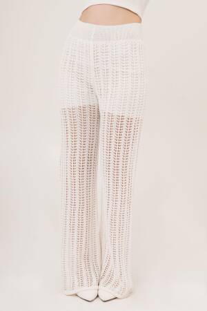 Waist Elastic Openwork Wide Leg WholesalePants - Lustrin - Globality Store - Women Clothes Wholesale Turkey