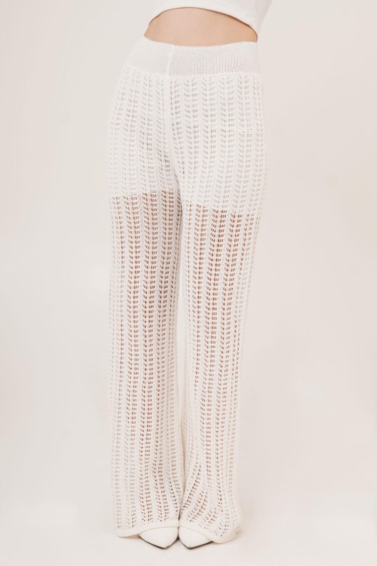Waist Elastic Openwork Wide Leg WholesalePants - Lustrin - Globality Store - Women Clothes Wholesale Turkey